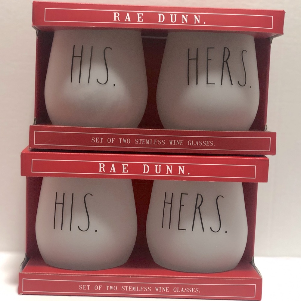 Rae Dunn His & Hers Wine Glasses